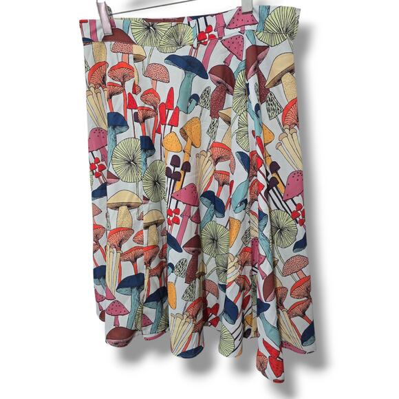 L.A Soul women's multicolor mushroom all-over print a-line swing midi skirt - Picture 4 of 8